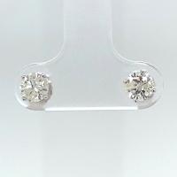 14KT White Gold 3/4 ct K-L I2 4 Prong Martini Pushback Solitaire Earrings
